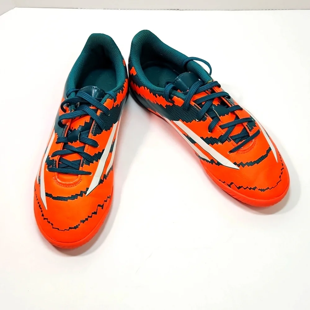 ADIDAS Leather Lace Up Boys Orange / Green Runners (4.5) - Picture 2 of 9